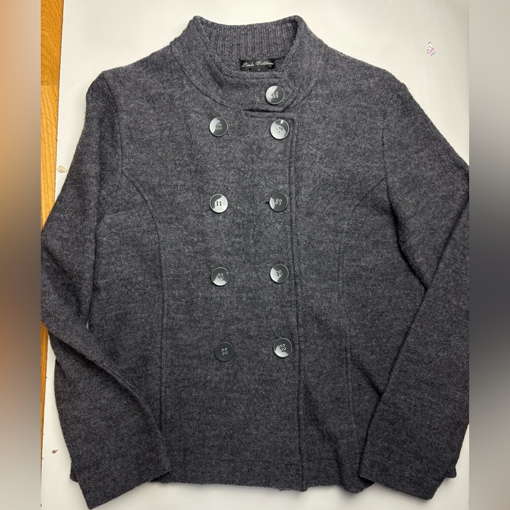 Linda Matthews wool double‎ breasted cardigan sweater